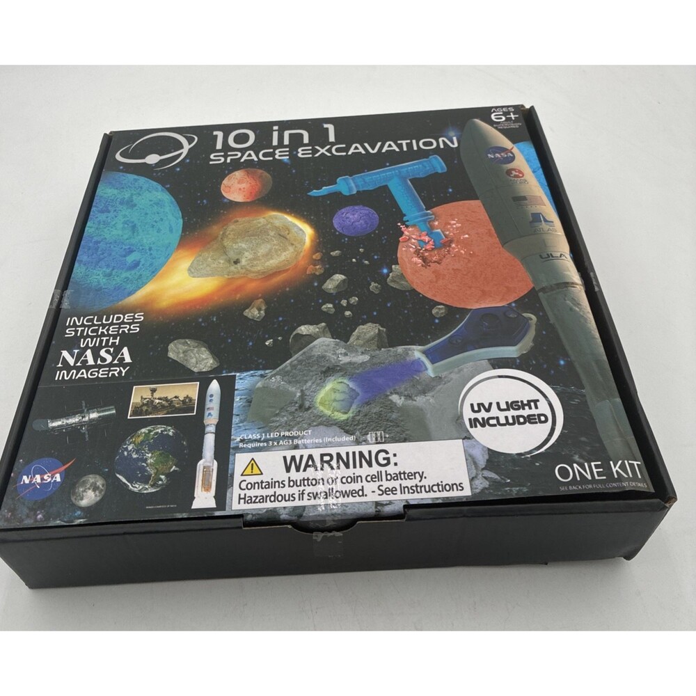NEW 10-in-1 space excavation dig kit includes stickers with NASA IMAGERY & light